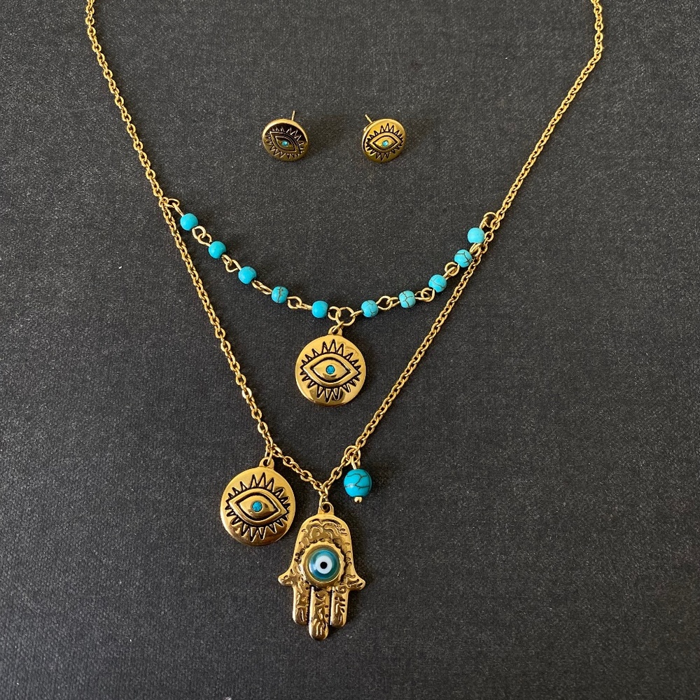 Layered Necklace and Earring set